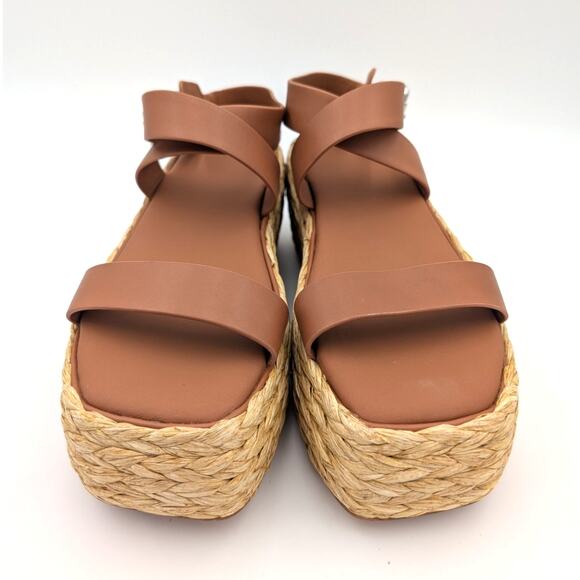 Donna Karan Pure Lalah Ankle Strap Raffia Platform Sandal Size US9.5M EU40.5 - Picture 2 of 12